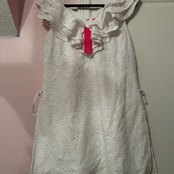 NWT Lilly Pulitzer Resort White Emiline Romper in Circle Bloom Eyelet Size 12 - Picture 6 of 7